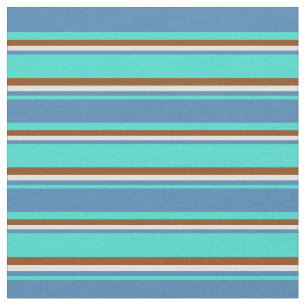 Türkisfarben, blau, hellblau und braun stoff