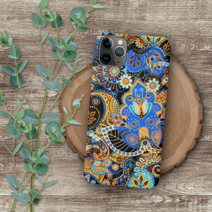 Türkisfarben Blau Orange Schwarz Paisley Florale K iPhone 16 Pro Max Hülle