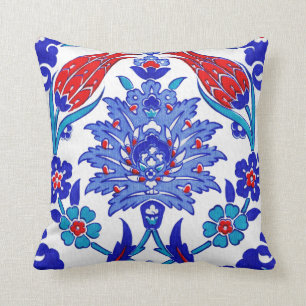 Türkisfarben Blau Rot Antikes Türkisches Florales Kissen