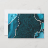 Türkisfarben Blau und Silber Achat Murmel RSVP Karte (Rückseite)