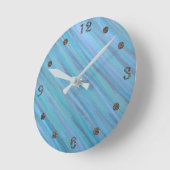 Türkisfarben | Blauer Aquamariner Wasserbrushhub Runde Wanduhr (Winkel)