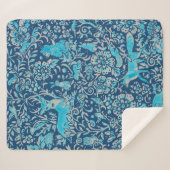 Türkisfarben & blaues Holzland-Muster Sherpadecke (Vorderseite (Horizontal))