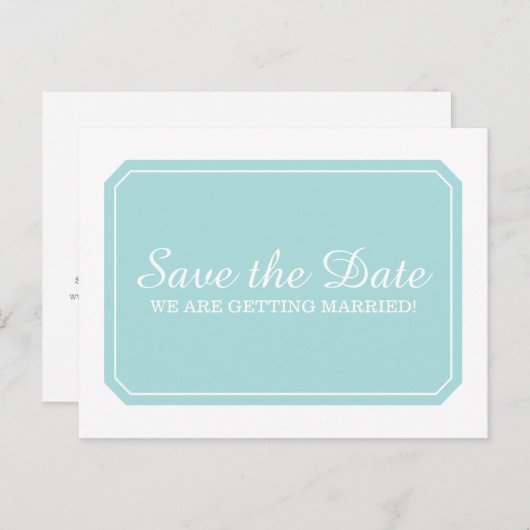 Türkisfarben Einfach elegant Save the Date Postkar Ankündigungspostkarte (Vorne/Hinten)