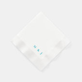 Türkisfarben Einfache Braut & Bräutigam Initialen Serviette (Ecke)