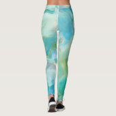 Türkisfarben Geometrisches Edelstein Wasserfarbe Leggings (Rückseite)