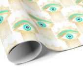 Türkisfarben Gold und blaues drittes Auge Geschenkpapier (Rolleneckpunkt)