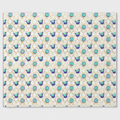 Türkisfarben Gold und blaues drittes Auge Geschenkpapier (Flach)