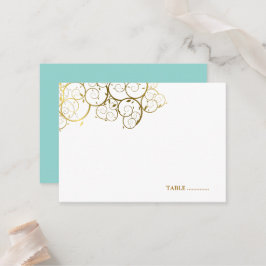 Türkisfarben & Goldene Spiralen Elegante Hochzeit Platzkarte