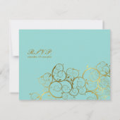 Türkisfarben & Goldene Spiralen Elegante Hochzeit RSVP Karte (Rückseite)