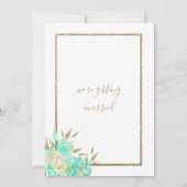 Türkisfarben Goldmedaille Glitzer Hochzeit mit Blu Einladung (Rückseite)