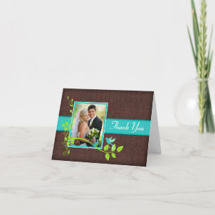Türkisfarben Grün Braun Riss-Foto-Dankeschön-Karte Dankeskarte