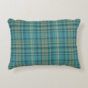 Türkisfarben Grün Gelb Beige Kariert Tartan Muster Dekokissen