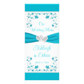 Türkisfarben, Herz-Hochzeitsmenü der Silberne Lieb Werbekarte (Vorne)