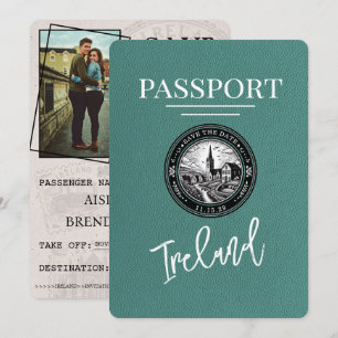 Türkisfarben Irland Reisepass Save The Date