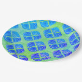 Türkisfarben, Lila, Grünes Boho-Pfarrmuster Pappteller (Schrägansicht)