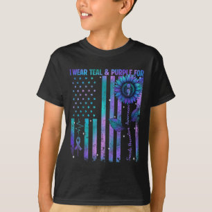 Türkisfarben Lila Us Usa Flagge Suizidprävention B T-Shirt