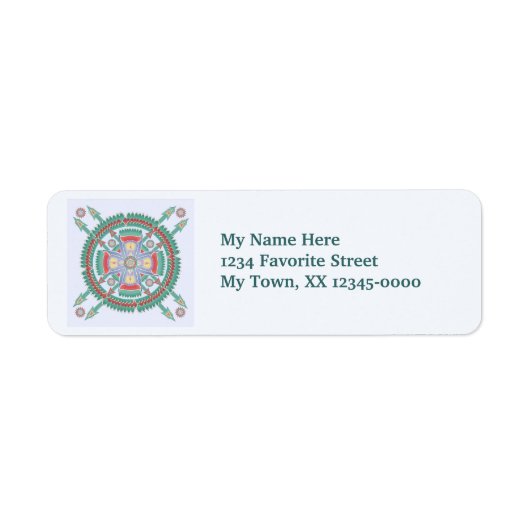 Türkisfarben-Mandala-Label (Vorne)