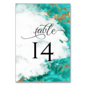 Türkisfarben-Marbled Geode BarefootBride™ Tischnummer (Rückseite)