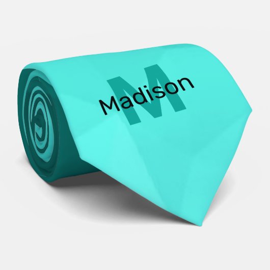 Türkisfarben-Maschenmuster Monogramm Krawatte (Gerollt)