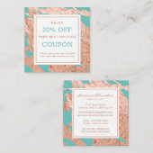 Türkisfarben Minimalistisch Luxus rosa Marmormuste Rabattkarte (Vorne/Hinten)