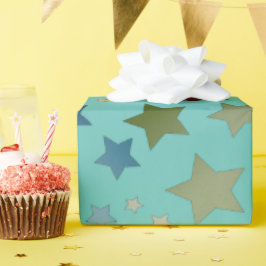 Türkisfarben mit farbenfrohen Sternmustern Geschenkpapier