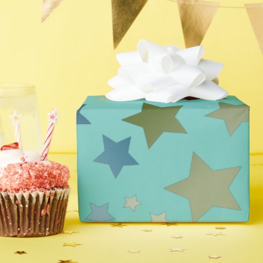 Türkisfarben mit farbenfrohen Sternmustern Geschenkpapier (Geburtstagsparty)