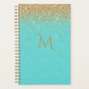 Türkisfarben mit Imitate Gold Glitzer Planner Planer