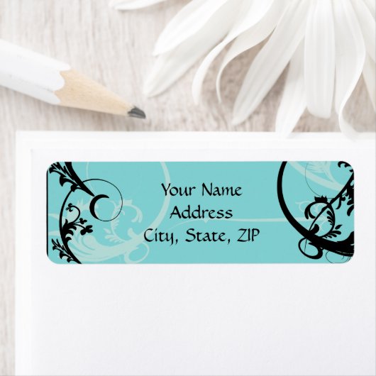 Türkisfarben mit schwarzem Swirl Geblüht Verzierun (Insitu)