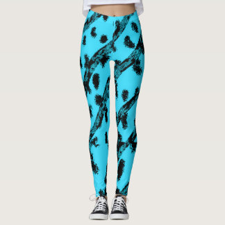 Türkisfarben mit schwarzen Punkten und Streifen Leggings