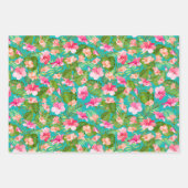 Türkisfarben mit tropischen Blumen Geschenkpapier Set (Vorderseite 2)