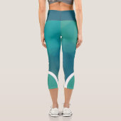 Türkisfarben mit weißem Streifen, modern Capri Leggings (Rückseite)