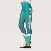 Türkisfarben mit weißem Streifen, modern Leggings (Links)