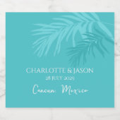 Türkisfarben Moderne tropische Blätter nach Maß Schaumweinetikett (Einzelnes Label)