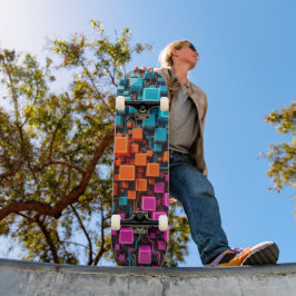 Türkisfarben Orange Magenta 3D-Schaltkreis-Skatebo Skateboard