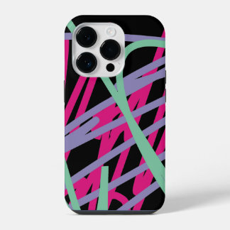 Türkisfarben Pink Purpur 80er Festtagsmuster Mehrf iPhone 14 Pro Hülle