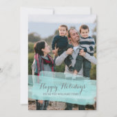 Türkisfarben Pinselstrich Fotokarte Feiertagskarte (Vorderseite)