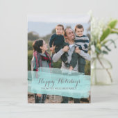 Türkisfarben Pinselstrich Fotokarte Feiertagskarte (Stehend Vorderseite)