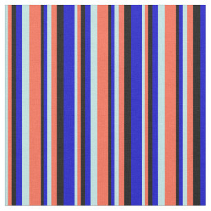 Türkisfarben, Rot, Schwarz und Blau-Linien Muster Stoff