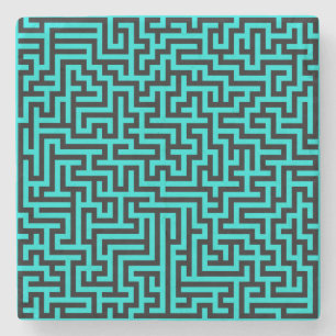 Türkisfarben-schwarze Labyrinthlinien Steinuntersetzer