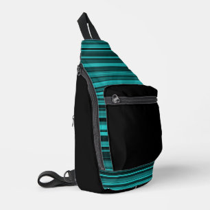 Türkisfarben-schwarze Streifen nahtloses Muster Crossbody Bag