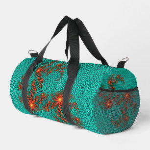 Türkisfarben-Schwarzes abstraktes Mandala-Muster K Duffle Bag