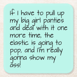 Türkisfarben setzen große Girl-Panties Worte unt Rechteckiger Pappuntersetzer