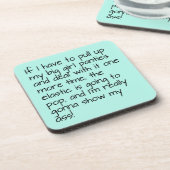 Türkisfarben setzen große Girl-Panties Worte unter Getränkeuntersetzer (Linke Seite)