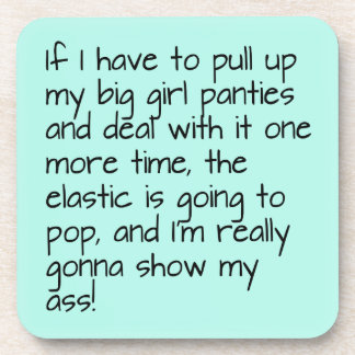 Türkisfarben setzen große Girl-Panties Worte unter Getränkeuntersetzer