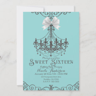 Türkisfarben & Silber Weißer Bogen Sweet 16 Sechze Einladung