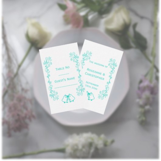 Türkisfarben-Skulptur-Hochzeit Platzkarte