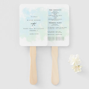 Türkisfarben-Splash-Hochzeitsprogramm Hand F Fächer