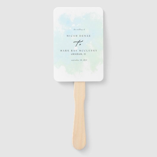 Türkisfarben-Splash-Hochzeitsprogramm Hand F Fächer (Vorderseite)