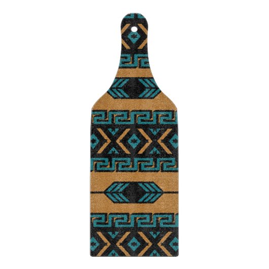Türkisfarben Tan Südwest Aztec Tribal Muster Schneidebrett (Vorderseite)