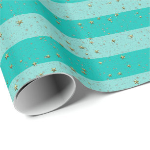 Türkisfarben, Teal LG Preppy Streifen 2X DIY BG St Geschenkpapier